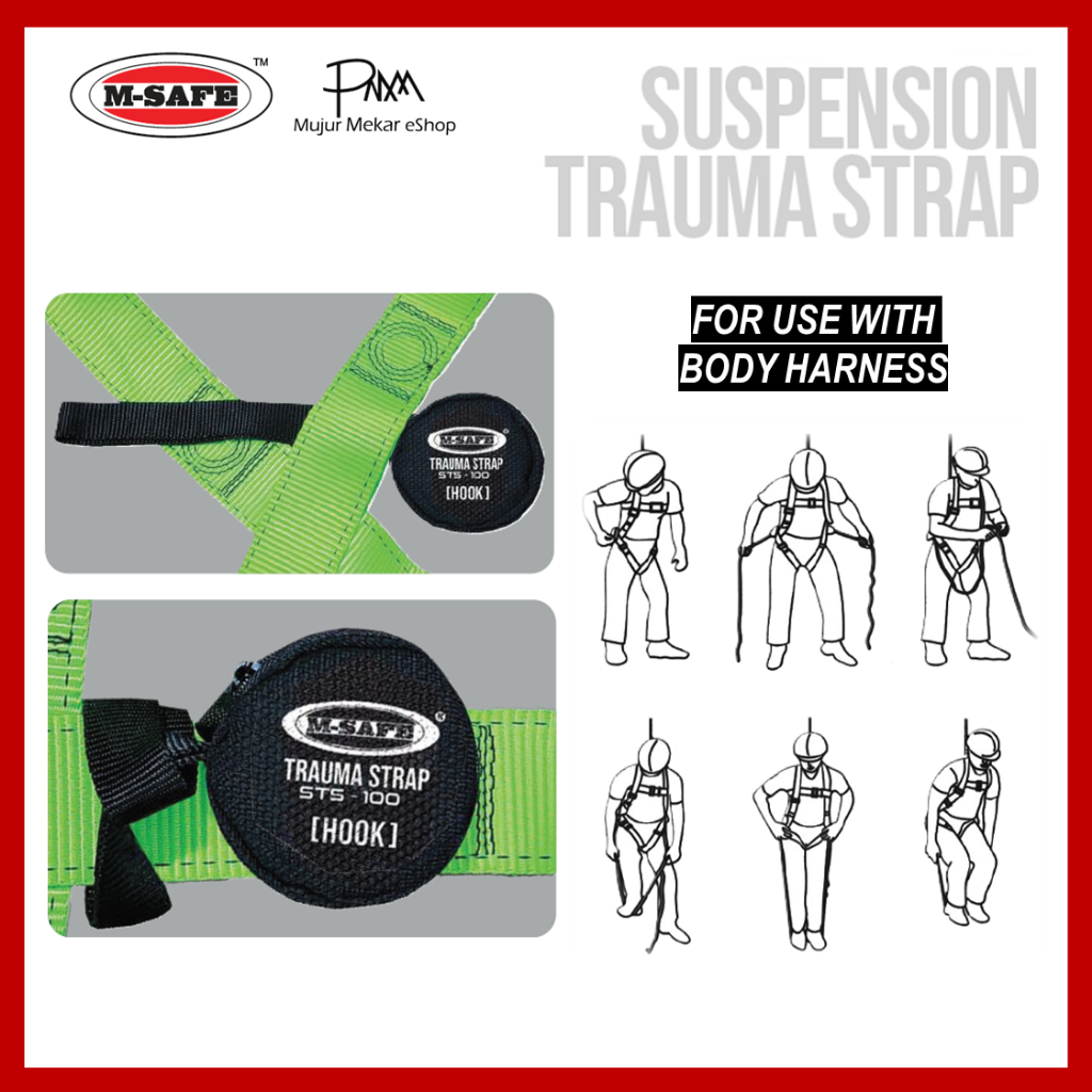 MSAFE Suspension Trauma Safety Strap Wear with Body Harness, Extra