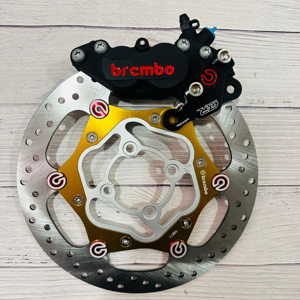 Y15 Y16 ORIGINAL BREMBO P4 4POT CALIPER FRONT SIAP BRACKET AND DISC