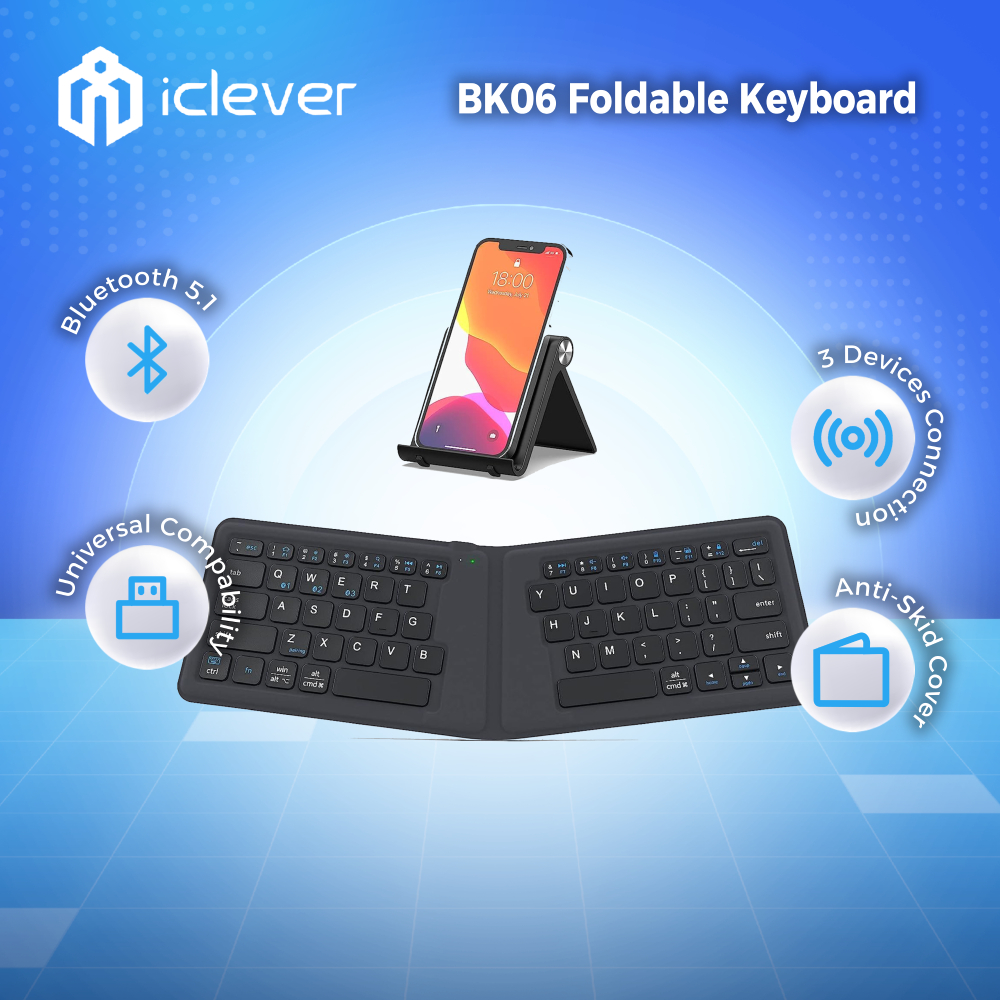 iClever BK06 Bluetooth Keyboard MultiDevice Portable Bluetooth 5.1