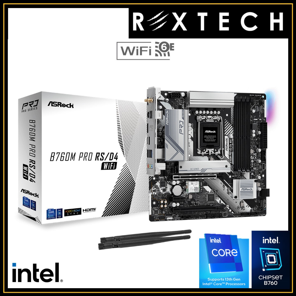 REXTECH ASROCK B760M Pro RS/D4 WiFi M-ATX MOTHERBOARD WITH WIFI-6E ...