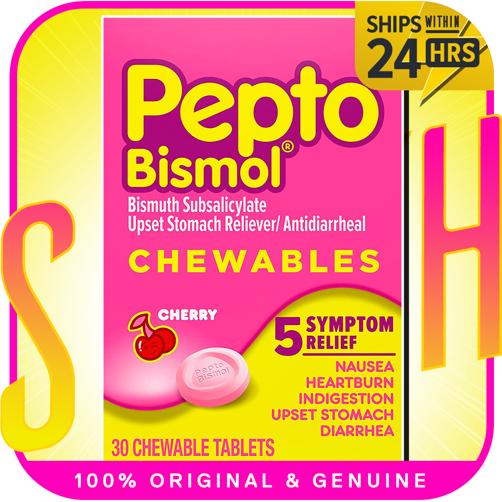 Pepto Bismol Chewable Tablets for Nausea, Heartburn, Indigestion, Upset