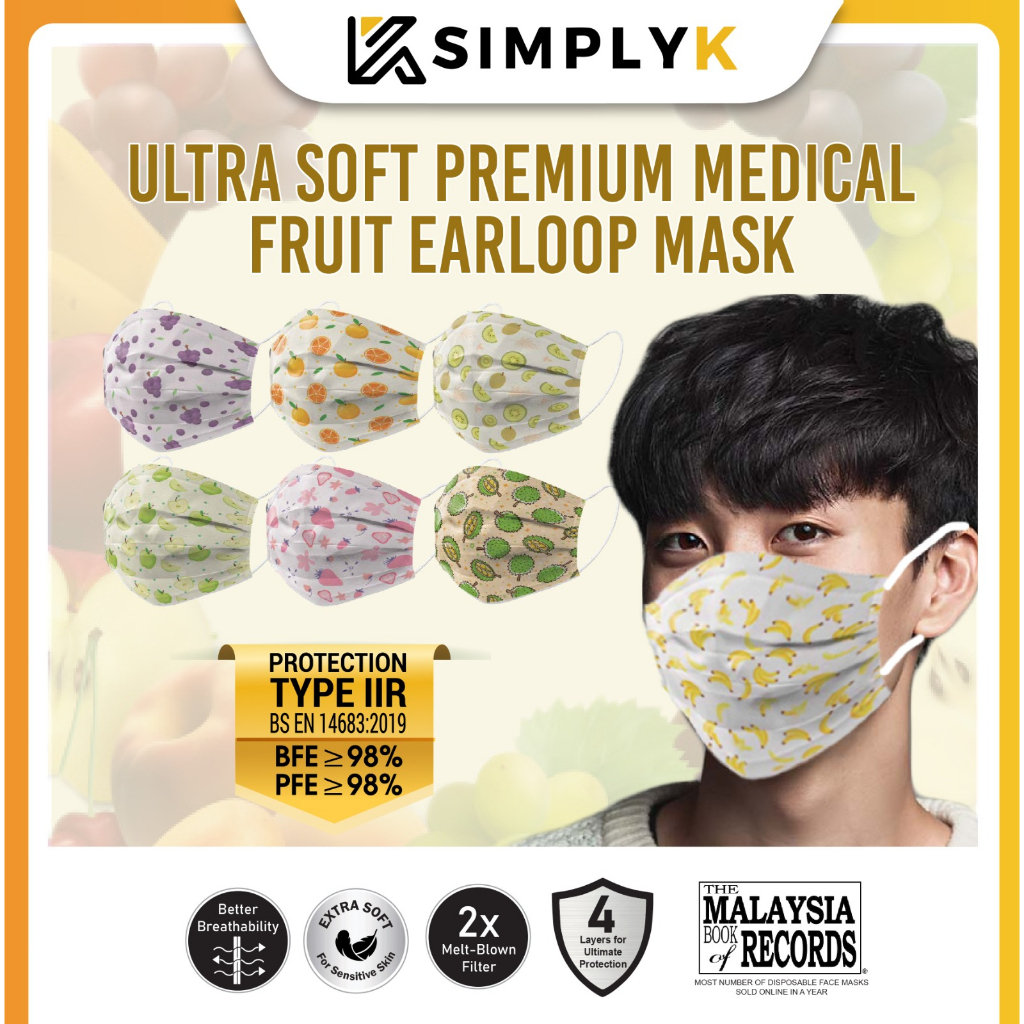 SimplyK Headloop/Earloop Face Mask 4Ply Disposable Earloop Easy Head