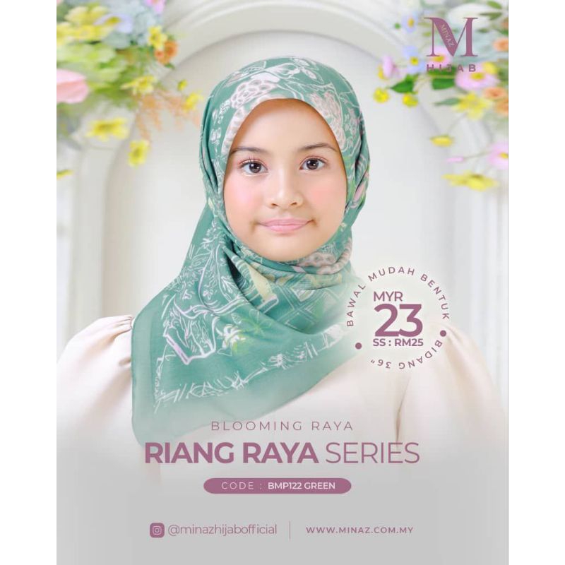 BAWAL MINAZ BLOMING RAYA 2023 , MINAZ HARAMAIN BY MINAZ HIJAB | Shopee ...