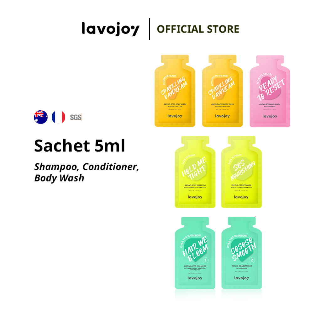 lavojoy Hair & Body Travel Pack Shampoo + Conditioner + Body Wash