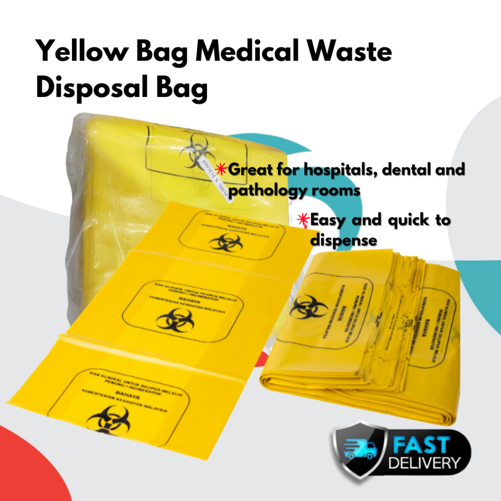 Yellow Bag Medical Waste Disposal Bag c/w Biohazard Logo Shopee Malaysia