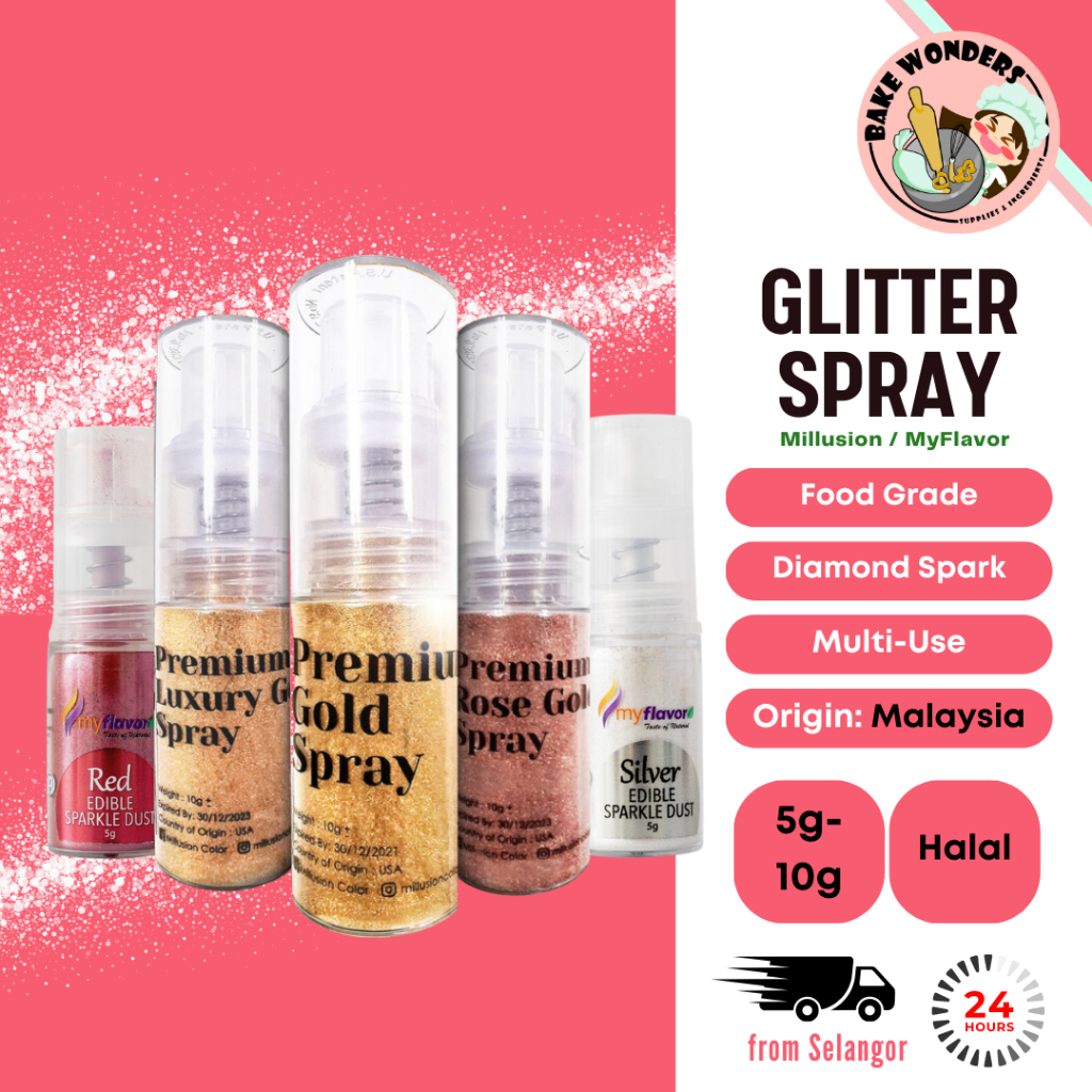 Millusion Edible Glitter Spray Shimmer Spray Edible Cake Glitter