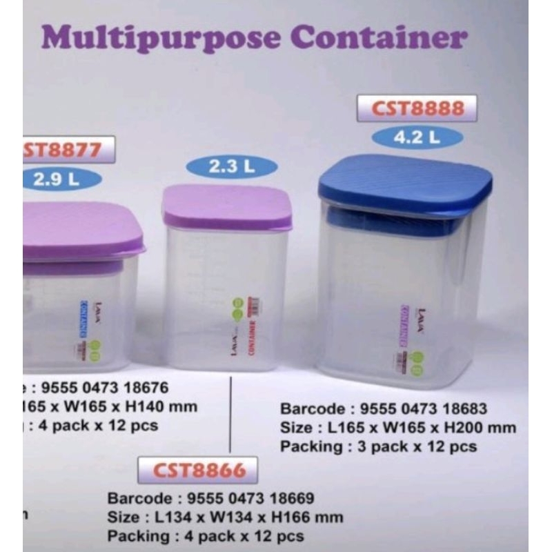 LAVA Multipurpose Container | Each Purchase Come with 2.3 Lt & 4.2Lt ...