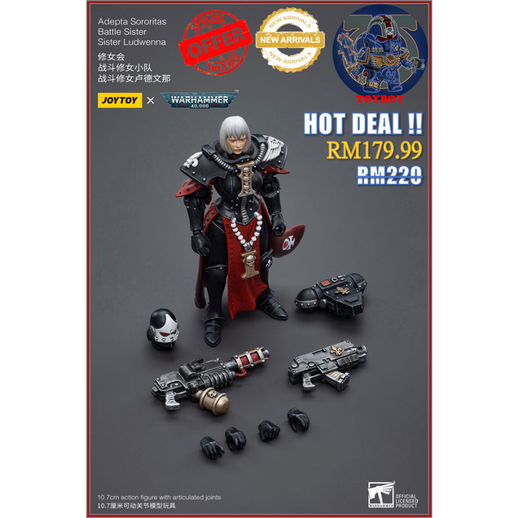 JOYTOY Warhammer 40k Adepta Sororitas Battle Sister Ludwenna 1/18 - Modellino Dipinto