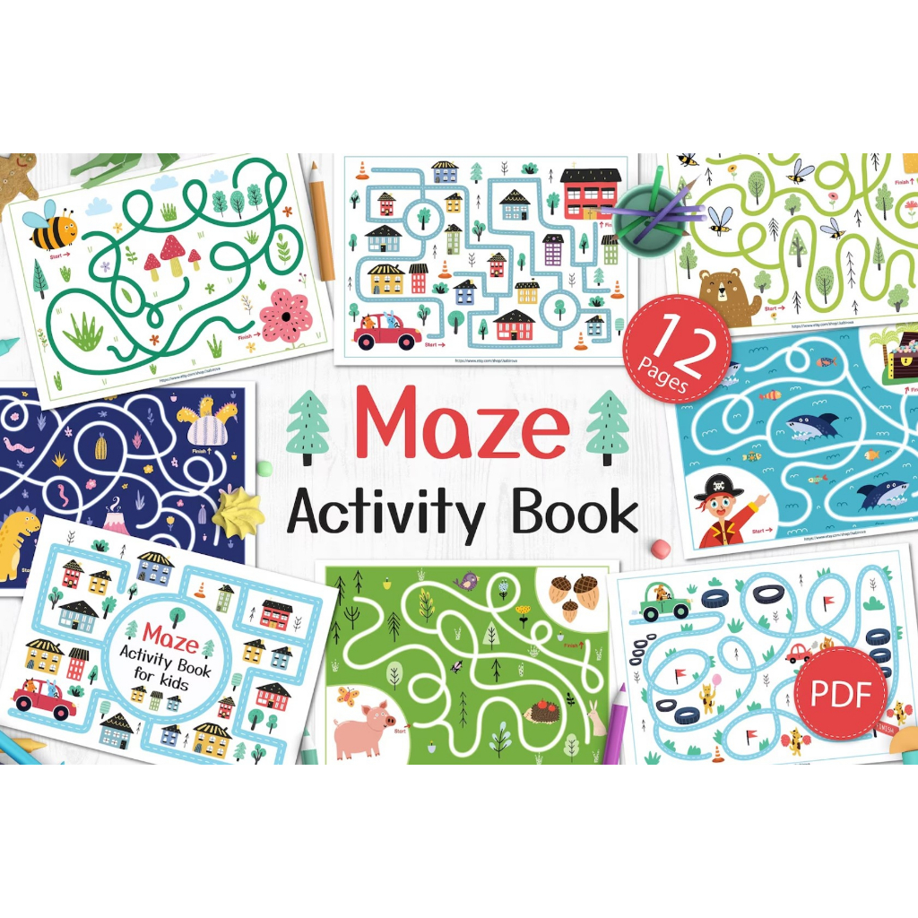 PDF] 019- Maze Activity Worksheet Fine Motor Skills Montessori Toddler ...