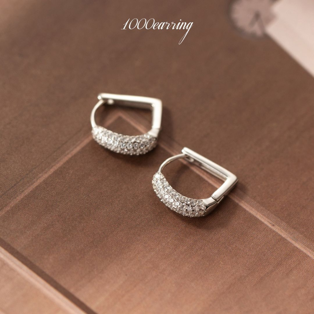 1000earring 925 Sterling Silver Phebe Diamante Hoop Earrings Silver Shopee Malaysia