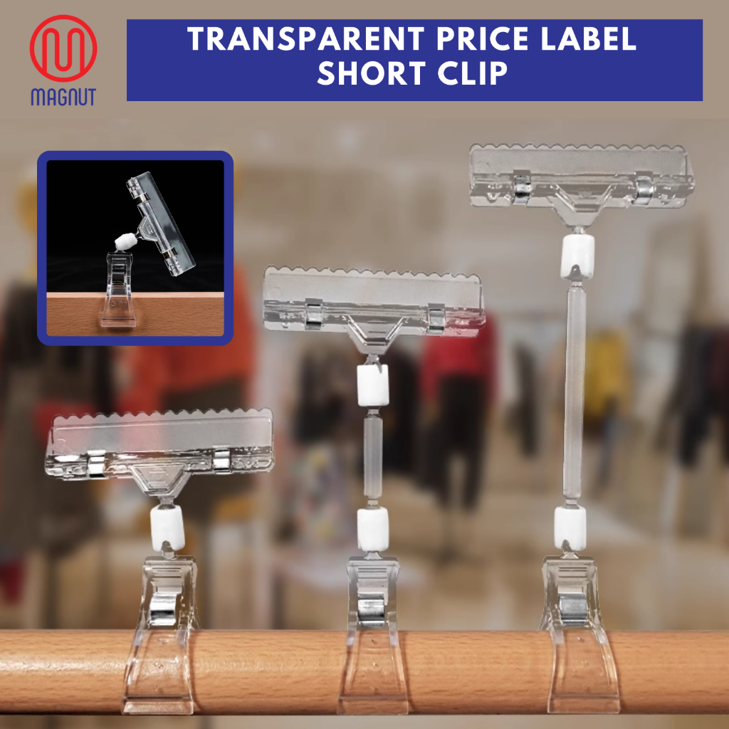 Transparent Advertising Price Label Short Clip Shelf Clamp Sign Display