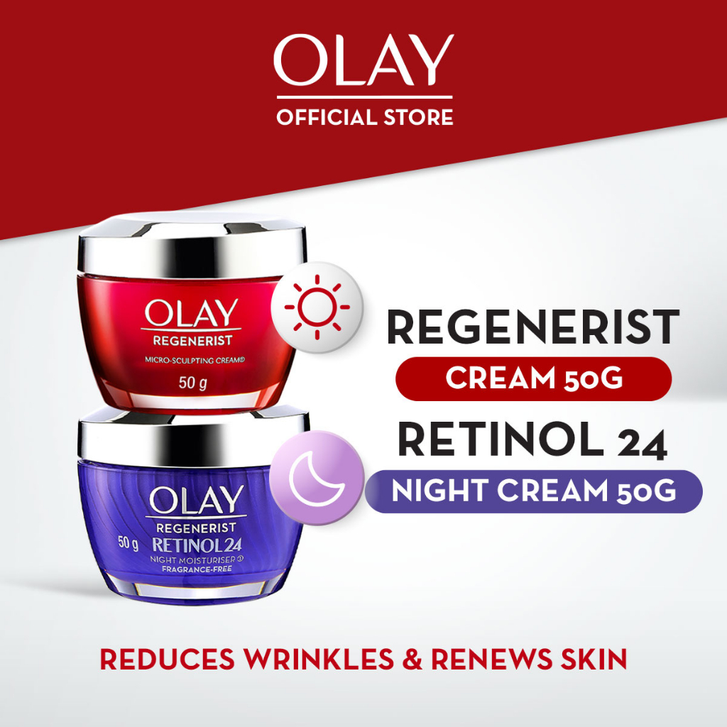 Olay Regenerist Day Cream Moisturizer 50g + Retinol 24 Night Skincare