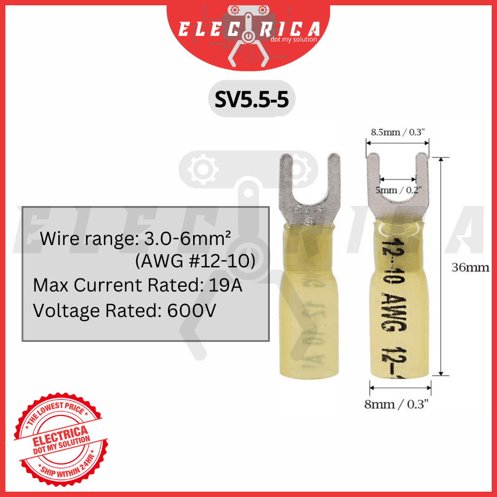 Heat Shrink Insulated Lug Terminal Rv Ring Type Sv Fork Type Crimp Lug