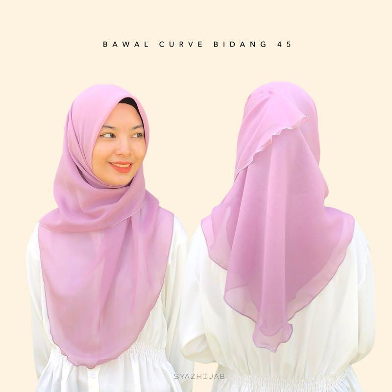 Tudung Bawal Cotton Curve Bidang 45 Bawal Plain Raya 2023 | Shopee Malaysia