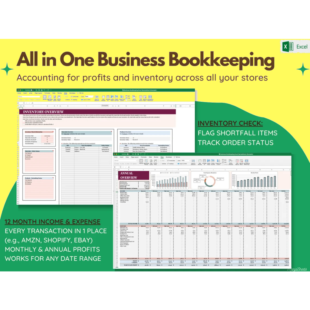 New Small Business Tracker Excel Inventory Customer Bookkeeping Order