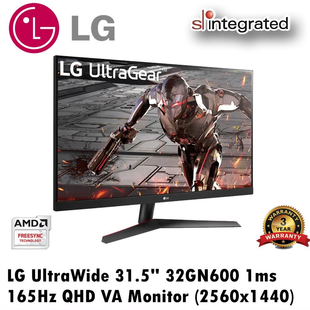 LG UltraWide 31.5" 32GN600 1ms 165Hz QHD HDR10 VA Gaming Monitor With ...