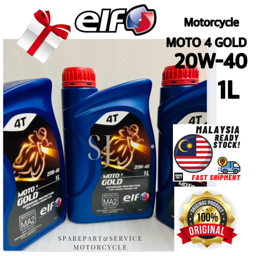 ELF ENGINE OIL 4T MOTO 4 GOLD 20W40 1L ENGINE OIL MINYAK MOTOR 1L