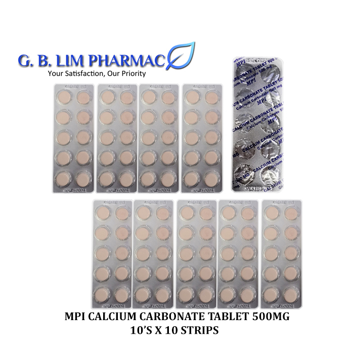 (EXP: 31-DEC-2026) Calcium Carbonate 500mg Tablet MPI 10 TABLETS X 10 ...