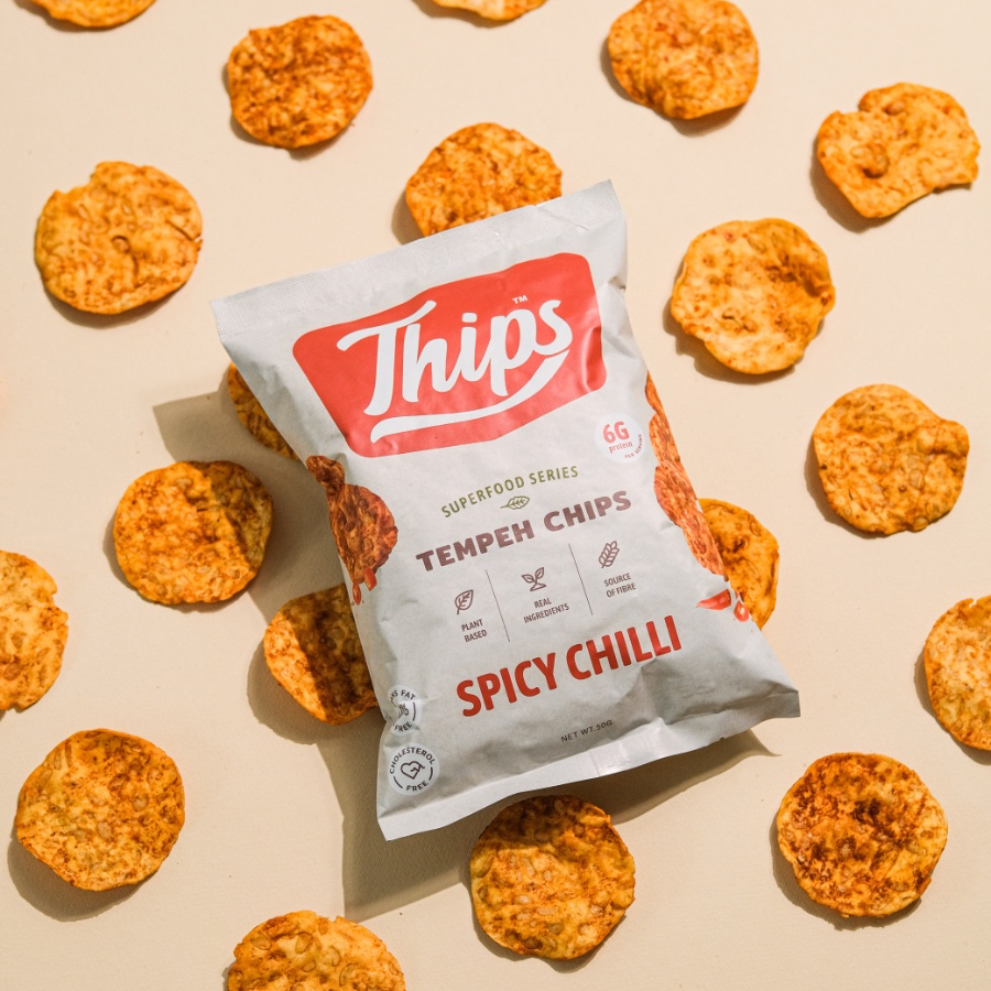 Thips Spicy Chilli Tempeh Chips (50g) Halal 100 Tempe, Vegan