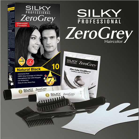 SILKYGIRL Professional Zero Grey Hair Colour ( 01 Natural Black, 20 ...
