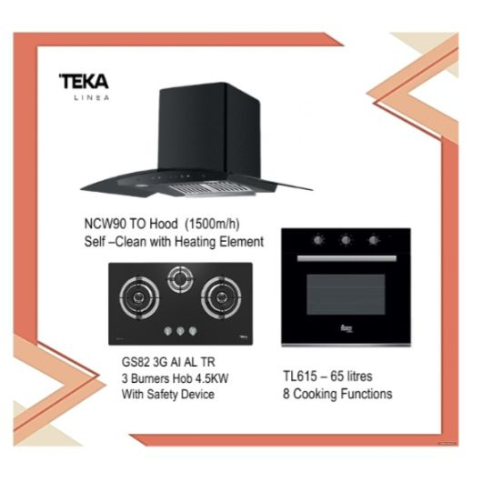 Teka NCW 90 T30 Self Cleaning Hood System (1500m3/h) + Hob GS82 AI AL