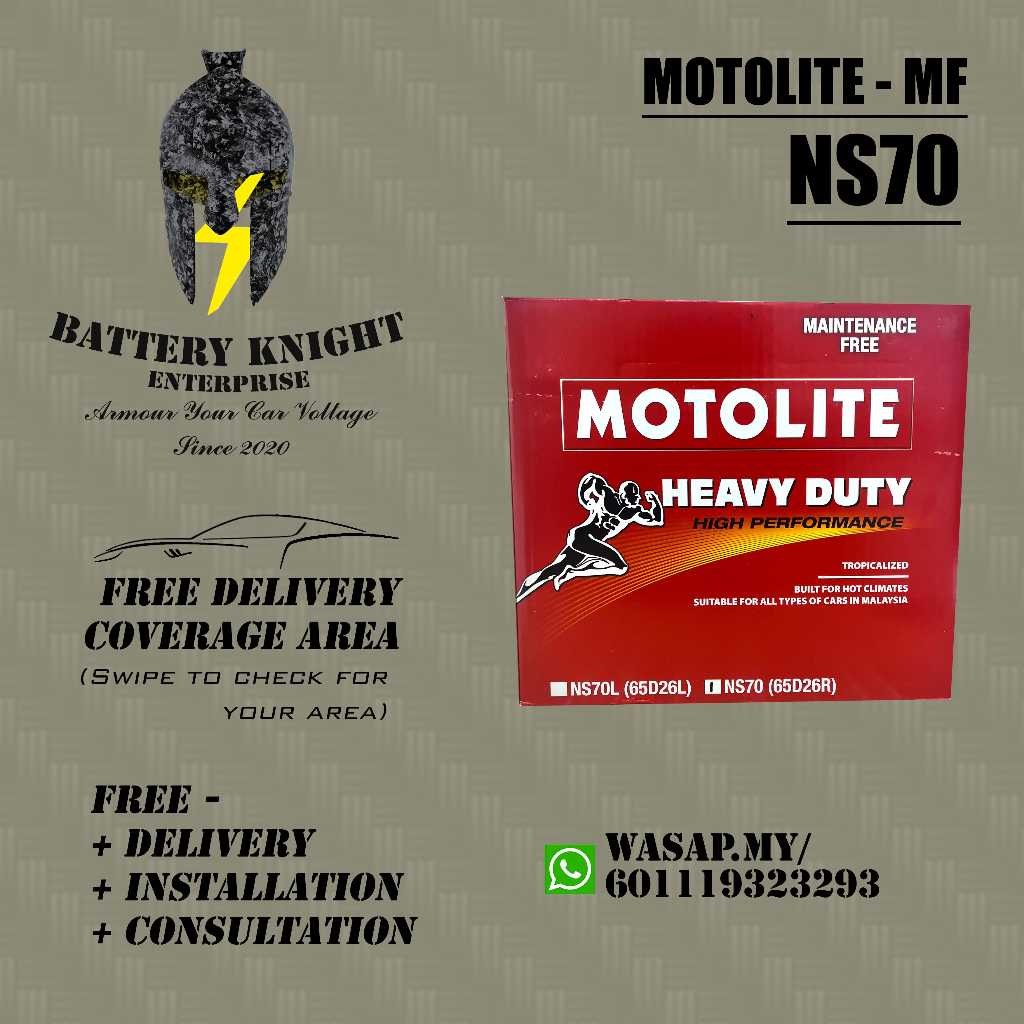 NS70 NS70L Motolite MF Bateri Kereta Car Battery for Honda, Hyundai ...
