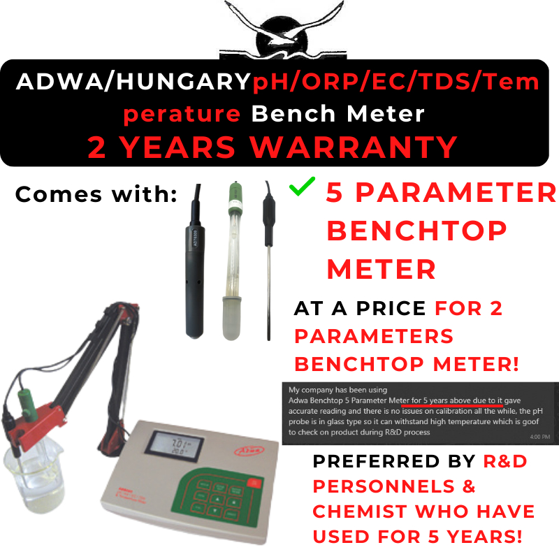 ADWA/HUNGARY Benchtop 5 Parameters pH ORP EC TDS Temperature Meter ...