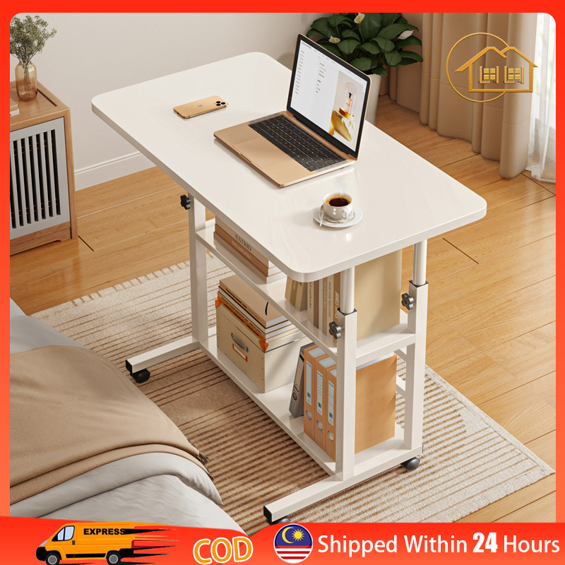 LI Sofa Side Table With Wheels (L60/80)cm Adjustable Portable Computer