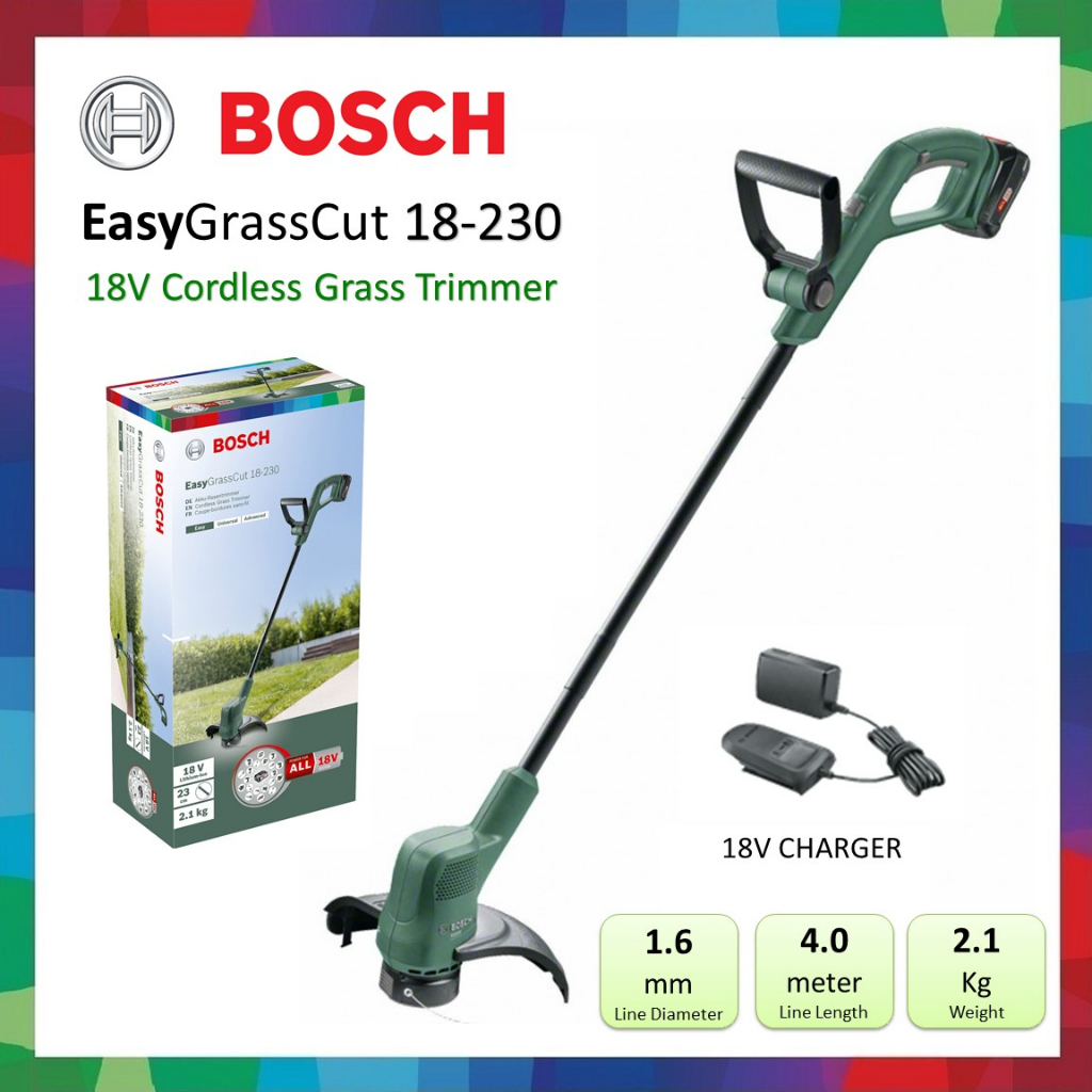 BOSCH 18v Cordless Grass Trimmer EasyGrassCut 18-230 / Mesin Rumput ...