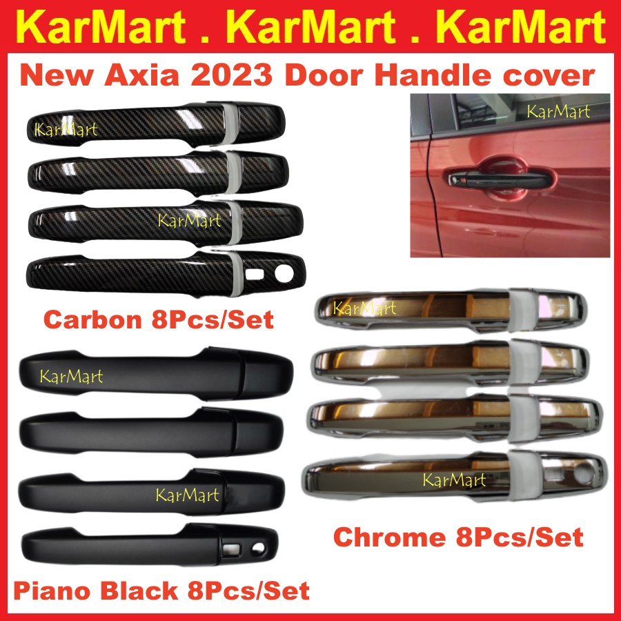 Perodua Axia 2023 2024 Door Handle Cover Glossy Black Carbon Chrome