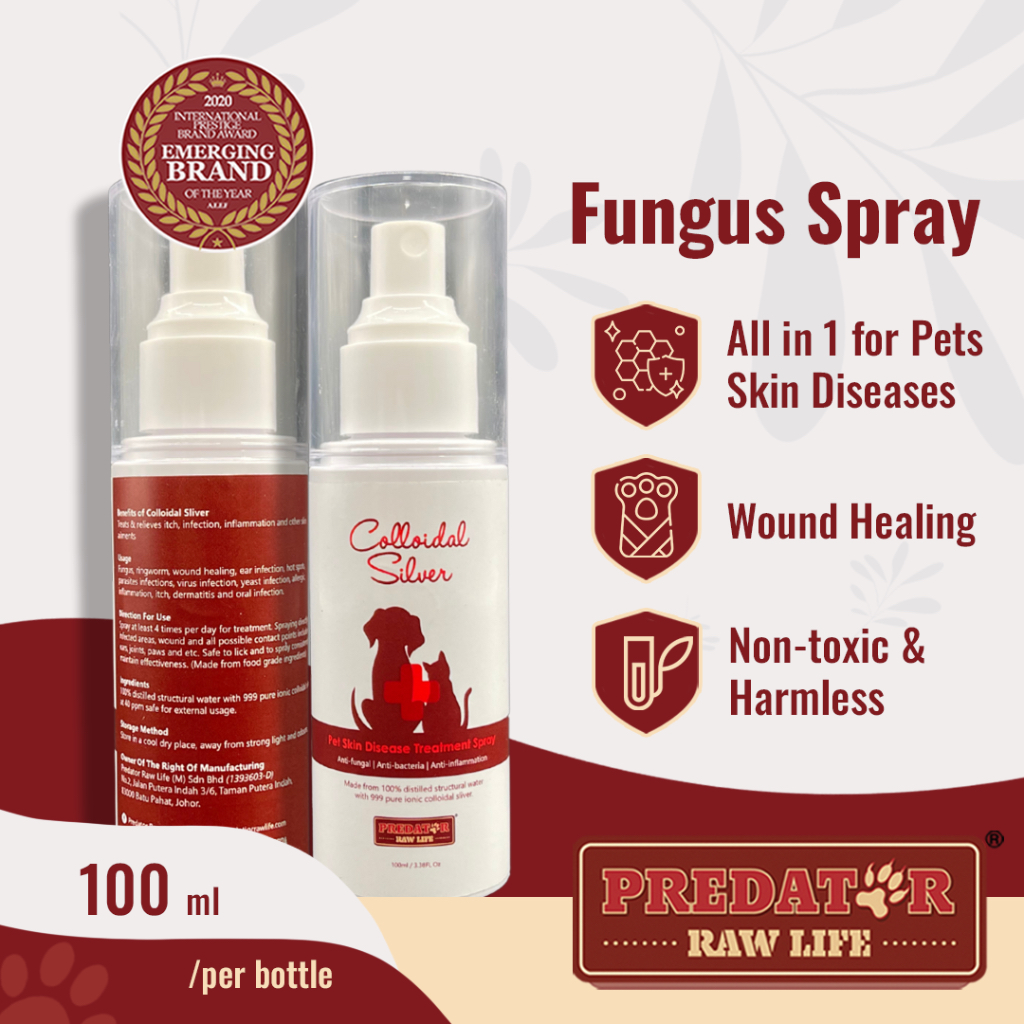 Predator Raw Life Colloidal Sliver 40ppm Dog Cat Skin Medicine Spray