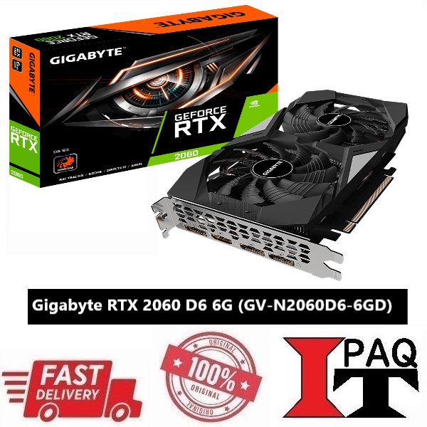 Gigabyte Nvidia GeForce RTX 2060 D6 6G Graphic Card (GV-N2060D6-6GD ...