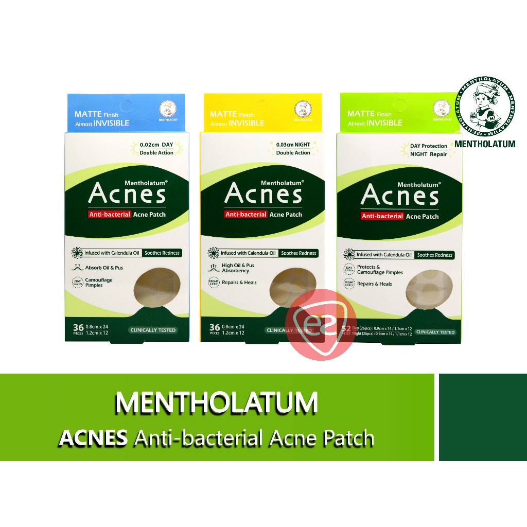 Mentholatum Acnes Anti-Bacterial Acne Patch ( Day 36 Pcs / Night 36 Pcs ...