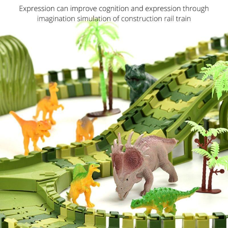 Dinosaur Rail Cars Dinosaur Electric Rail Car Stitching Toy DIY Roller ...