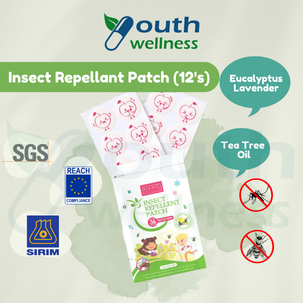 BerryC Insect Mosquito Repellant Patch Tea Tree Eucalyptus Lavender