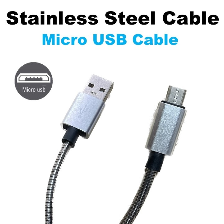 Micro USB Cable Stainless Steel Charging Short Cable( Length-23cm