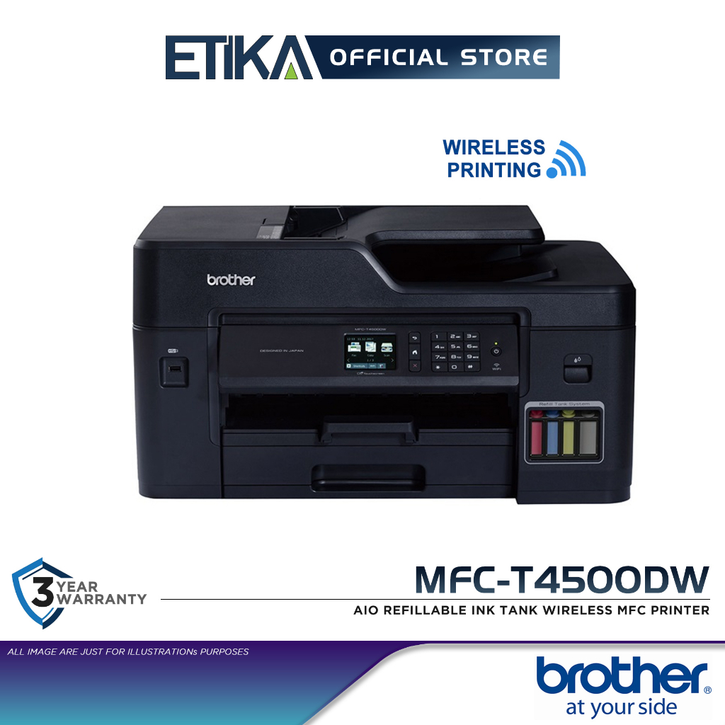 Brother MFC-T4500DW AIO Refillable Ink Tank Wireless MFC Printer | A3 ...