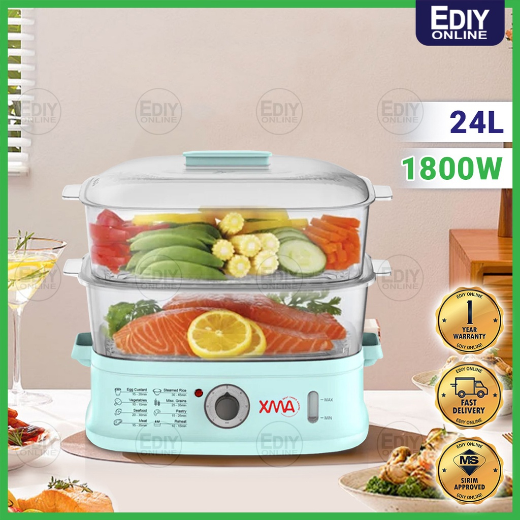 XMA ( 24L ) 2 TIER BIG ELECTRIC FOOD STEAMER WITH TIMER XFS24L SIRIM