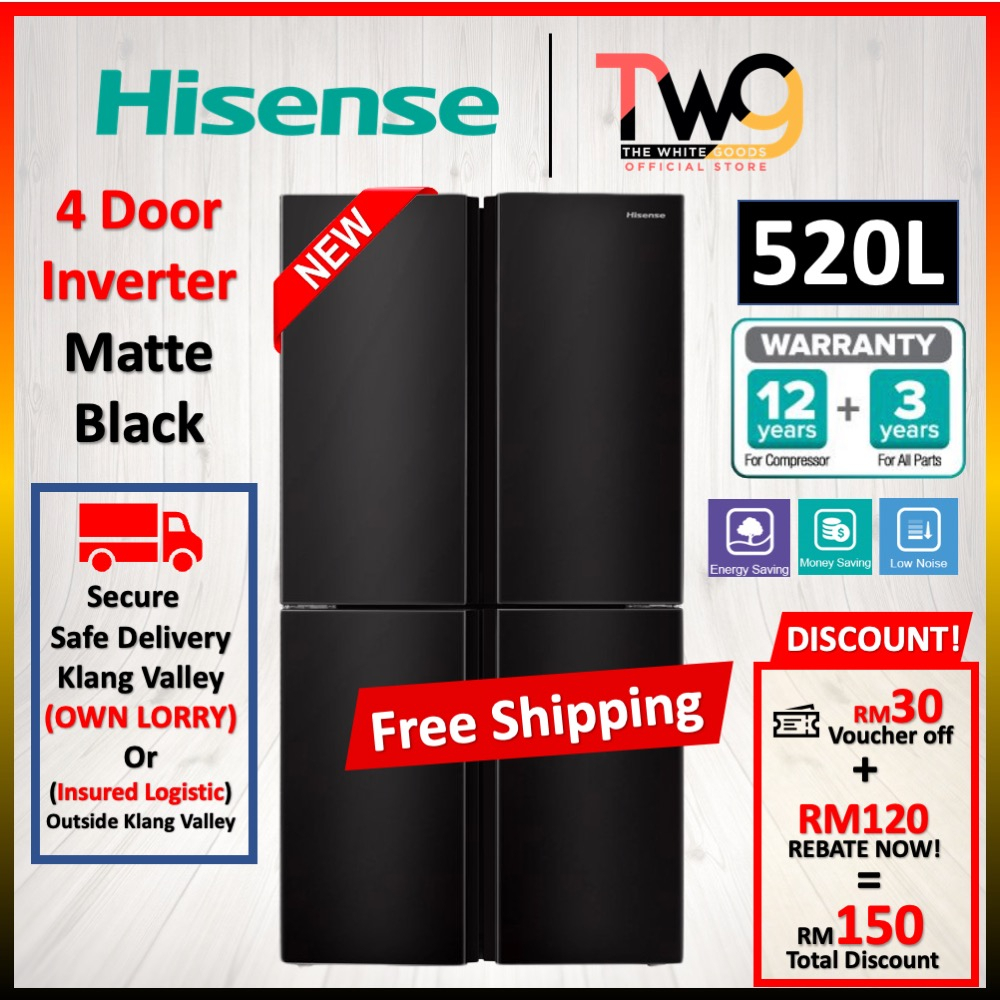 [New Arrival] Hisense 520L 4 Door Inverter Fridge Refrigerator