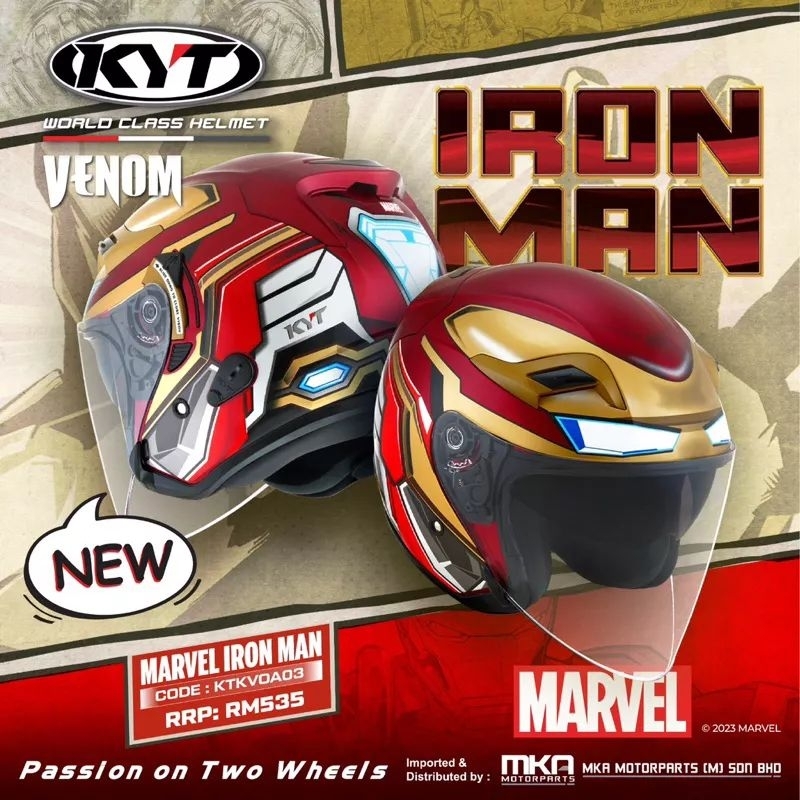 helmet iron man malaysia HELMET KYT IRONMAN VENOM LIMITED SPECIAL EDITION MARVEL COLLECTION DOUBLE  VISOR