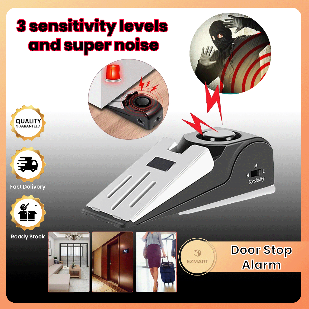 Wireless Portable Door Stop Alarm for Home and Travel Security Anti