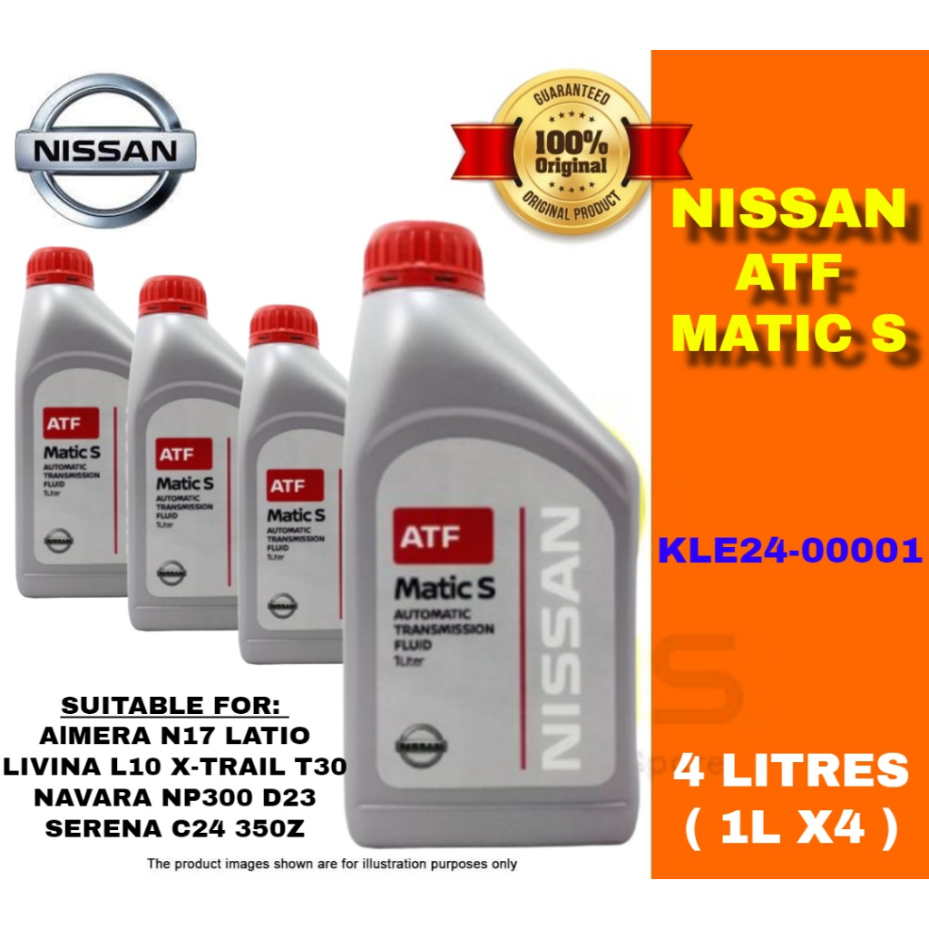 100% ORIGINAL Nissan ATF Matic S (1L x4BOTTLES) Almera Navara Latio ...