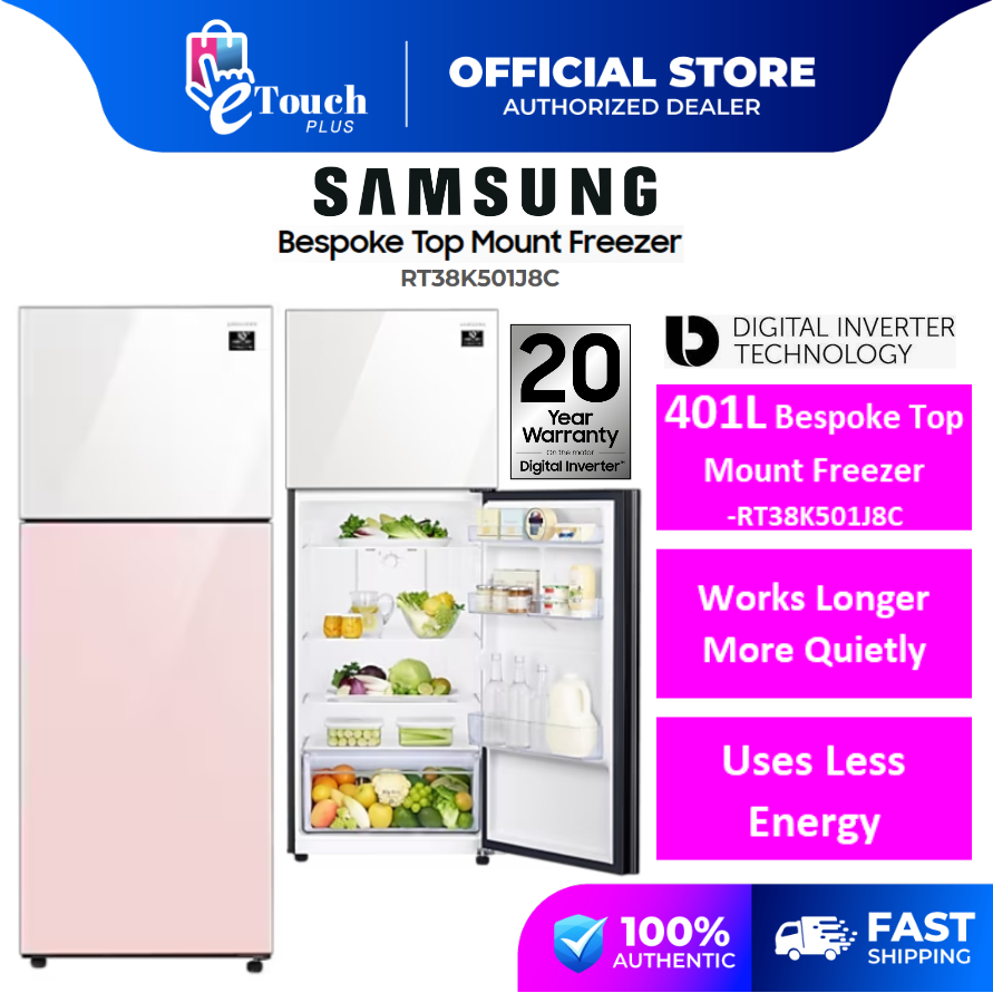 SAMSUNG 2 Door 401L Bespoke Top Mount Freezer with Digital Inverter