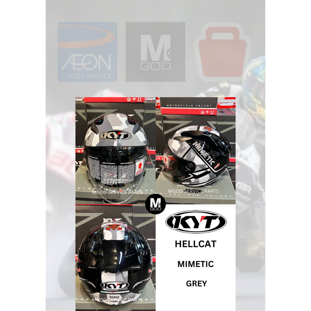 WHL0012 KYT HELMET MIMETIC GREY KYT HELLCAT KYT HELMET OPEN FACE HELMET KYT ORIGINAL MADE IN