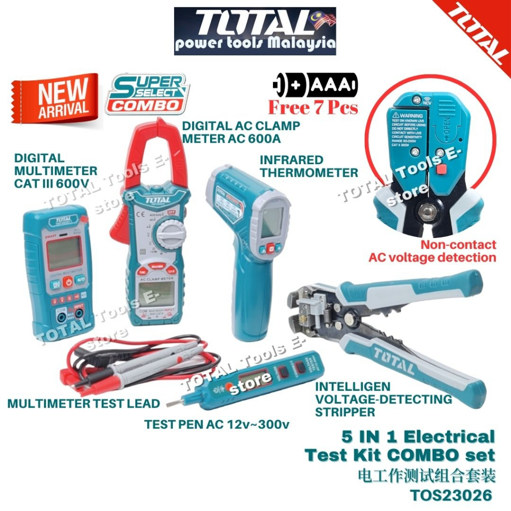 TOTAL 5 IN 1 Electrical Test Kit COMBO set (Limited edition) Digital ...