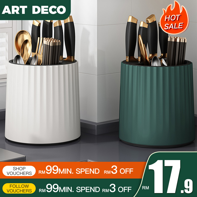 Cutlery Holder 360° Rotating Plastic Knife Chopstick Holder Spoon Fork ...