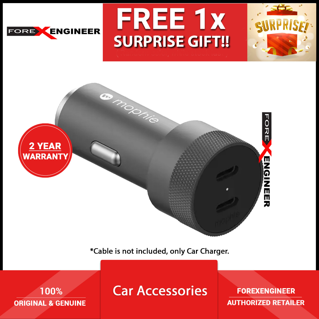 Mophie 40W Dual USBC Car Charger ( 20W USBC + 20W USBC PD ) Space