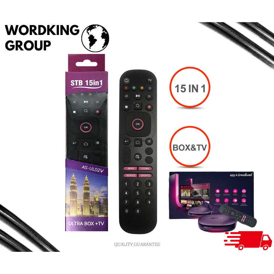 AS-UL02V Universal SET UP BOX 15 in 1 Remote Control For ASTRO ULTRA ...