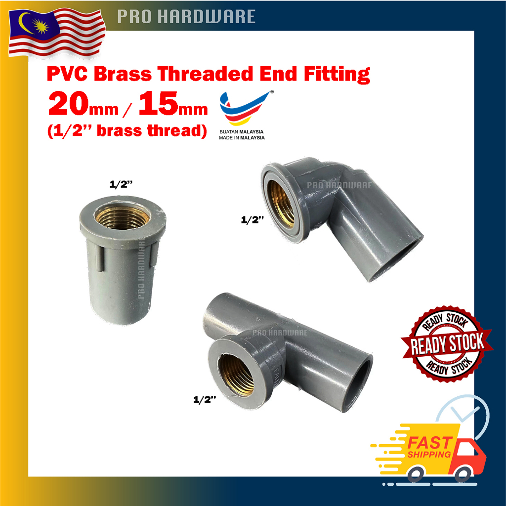 PVC P/T Socket , Tee , Elbow PVC Pipe Fitting With Brass Thread / PVC ...