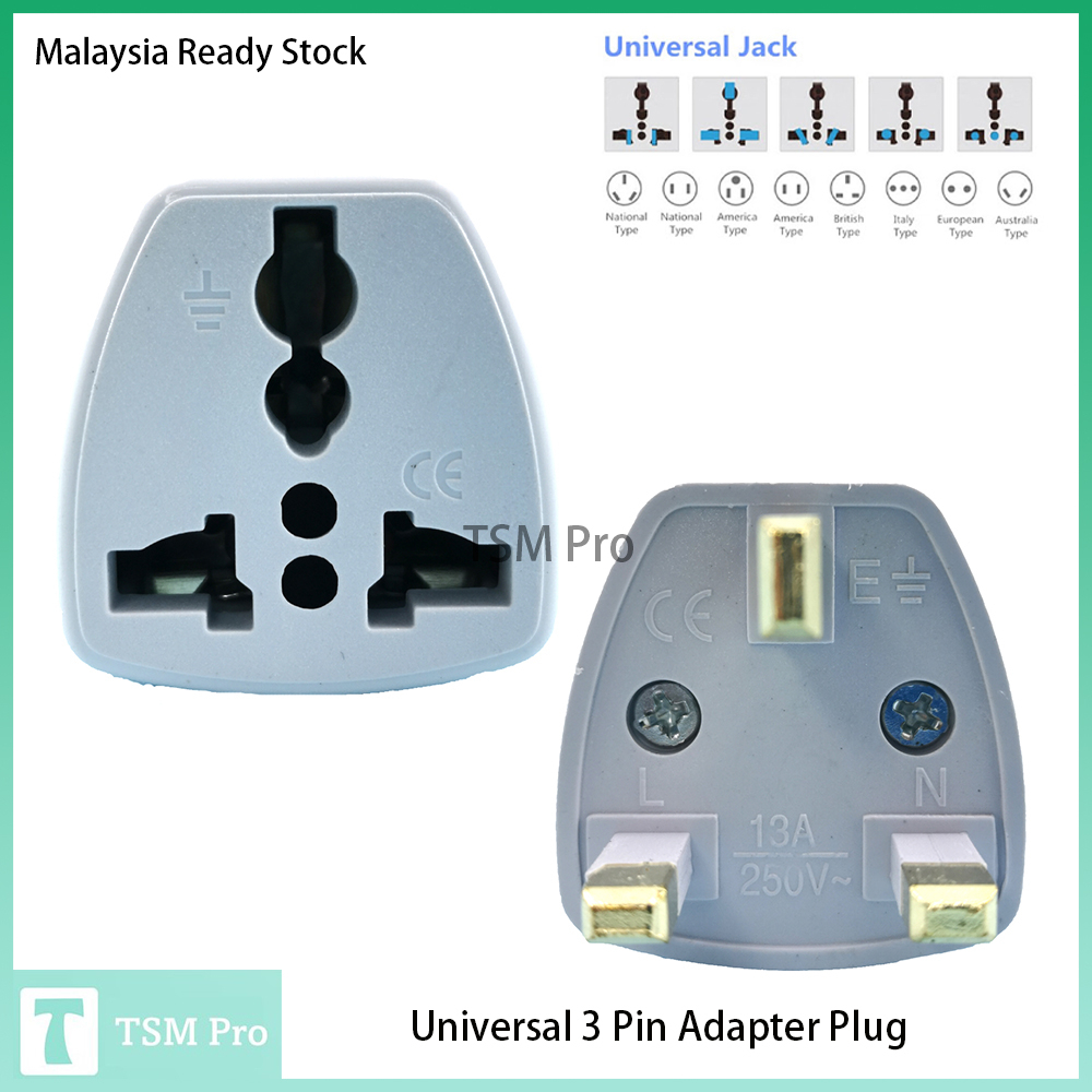 Universal 3 Pin Adapter Plug Malaysia China British Europe Travel ...
